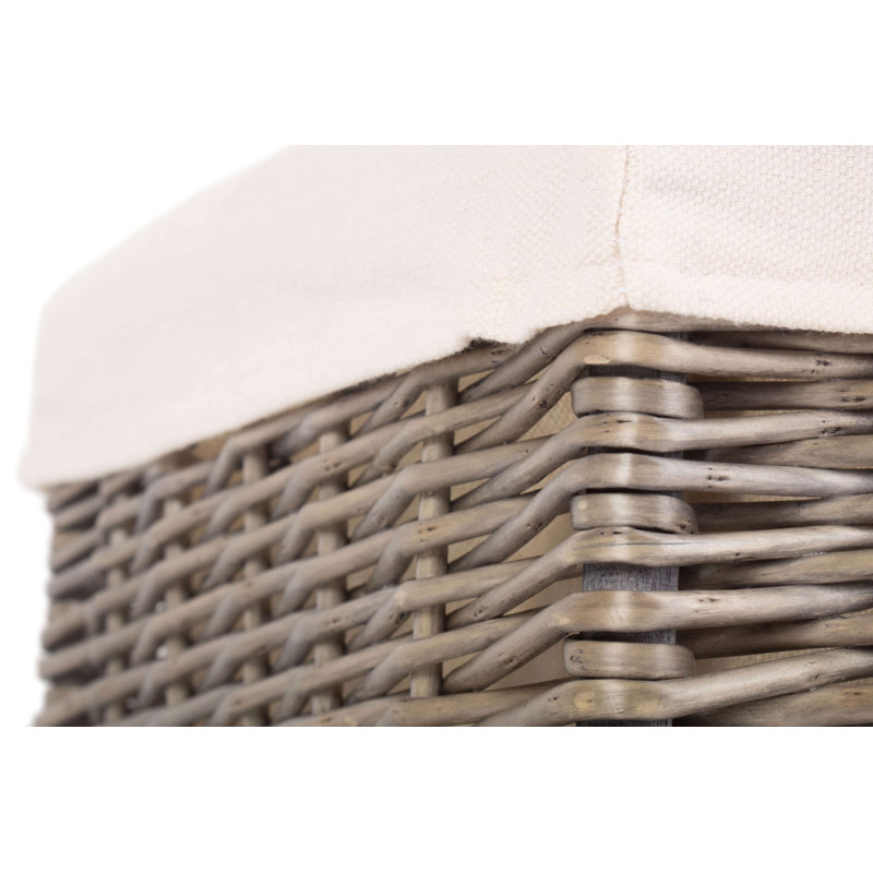 Square Wicker Storage Basket with Lining, 20cm H x 28cm W x 28cm D, Antique Wash/White