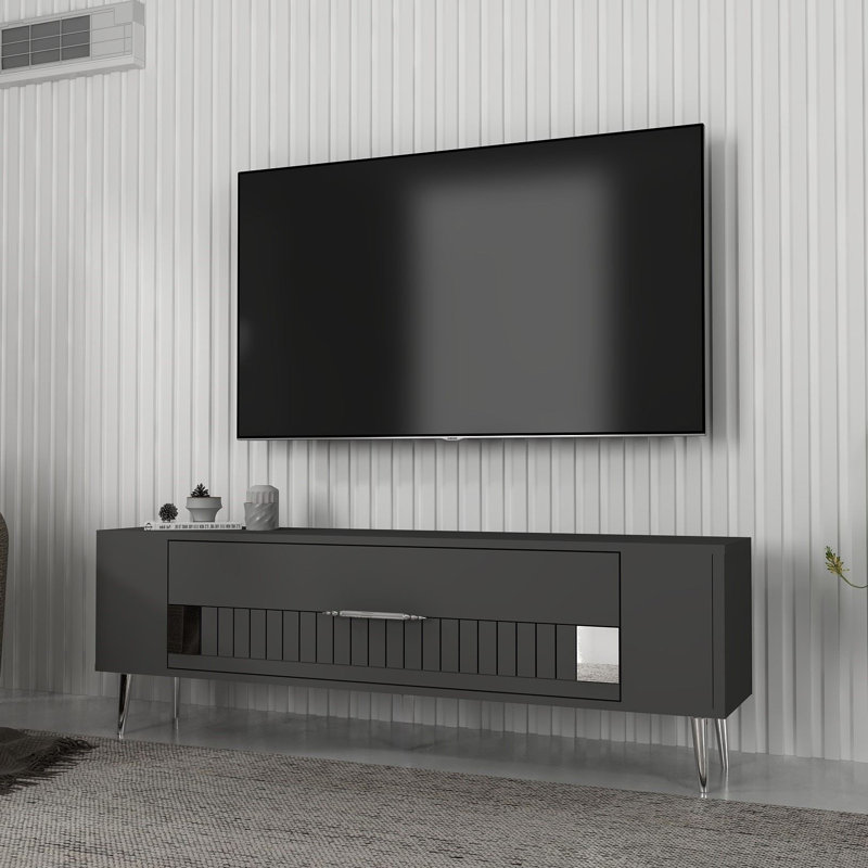 Olivia Unfinished TV Stand, Grey/Silver, 120cm