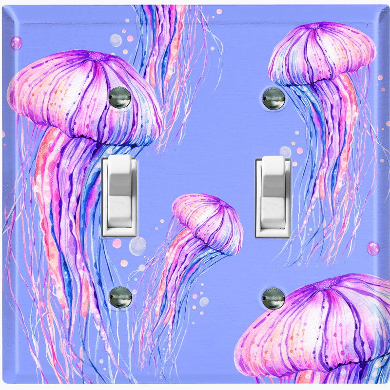 Jelly Fish Pink Party Lavender Nautical & Beach 2 - Gang Toggle Light Switch Standard Wall Plate