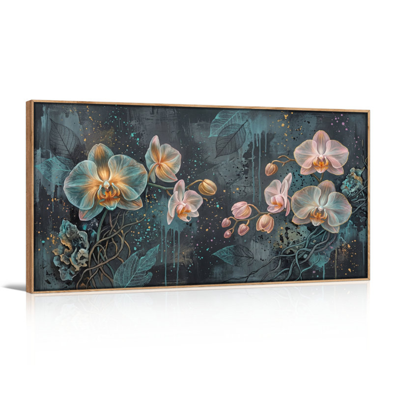 Ensemble de 1 tableau sur toile Jardin d'orchidées, L 40 po x H 20 po, Naturel