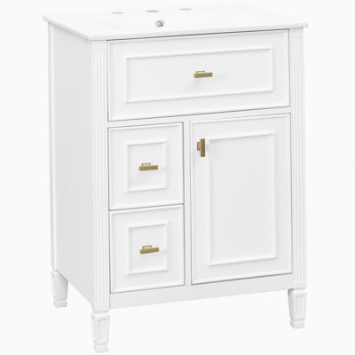 Bathroom Vanity With Sink, Featuring Flip Drawer, Adjustable Shelf, Solid Wood And MDF For Practical And Stylish Bathroom Storage