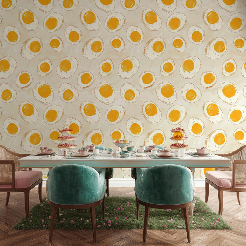 Eggs Wallpaper Abstract Removable Yellow Wall