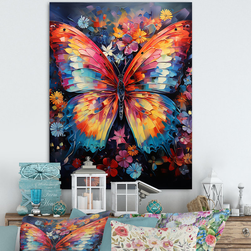 Butterfly Fauvist Flutter II, reproduction d'art sur toile, H 32 po x l 24 po, Toile tendue