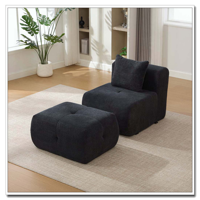 Ensemble de fauteuil d'appoint sans accoudoirs avec repose-pieds, Gris anthracite