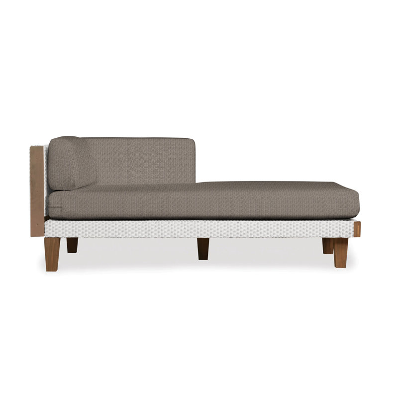 Catalina Outdoor Teak Chaise Lounge, Flagship Lapis Sunbrella®, White