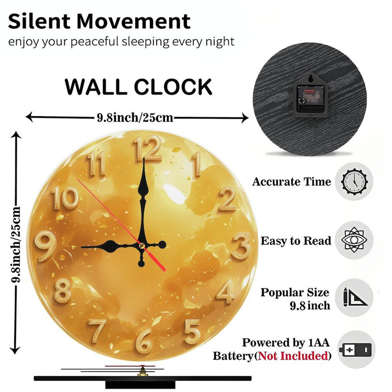 Horloge dorée avec paillettes