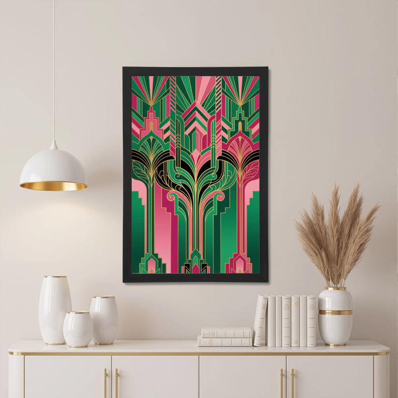 Ensemble de 1 tableau sur toile à motif géométrique Art déco, H 30 po x l 20 po