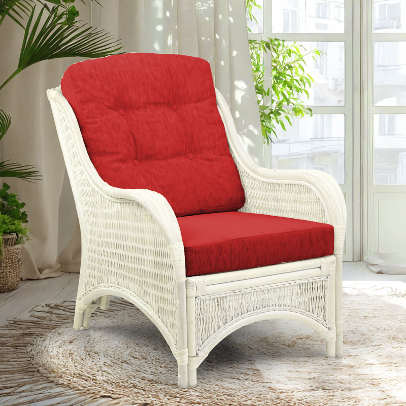 Boba Upholstered Armchair, Red Polypropylene/Olefin, White