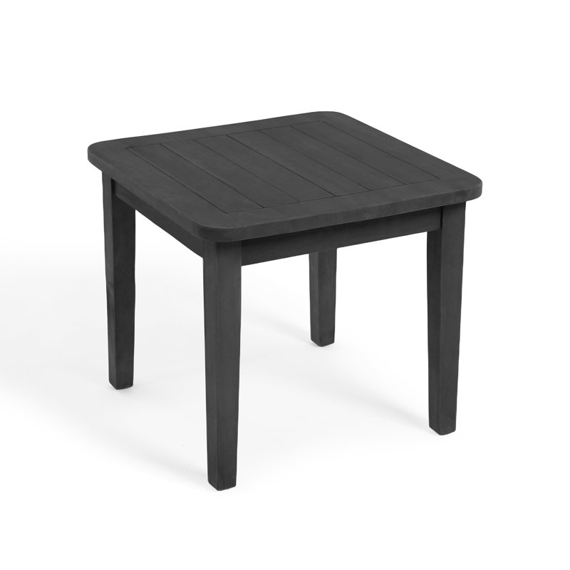 Solid Wood Teak Outdoor Side Table, Black