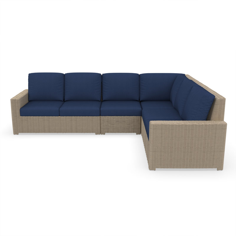 Canapé modulaire d'extérieur en forme de L de 116 po avec coussins Sunbrella Henri, Sunbrella tissu marine