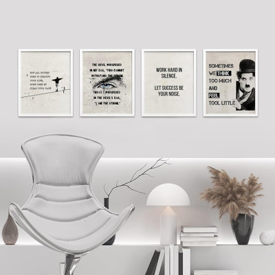 Charlie Chaplin noir et blanc 4 pièces