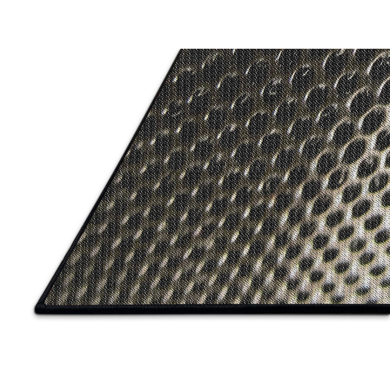 Tapis noir/gris tissé à la machine, Rectangle 8 pi x 12 pi