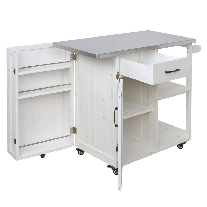 Chariot de cuisine verrouillable pour l'extérieur, Blanc