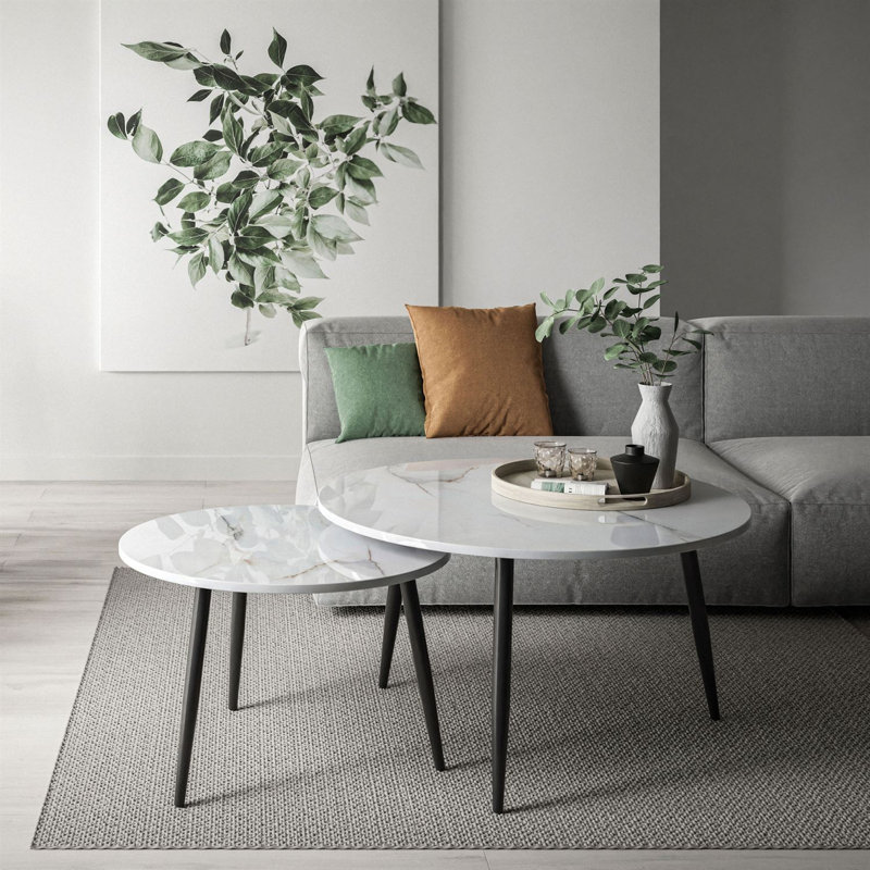 Cycle 2 - Piece Marble Top Living Room Table Set