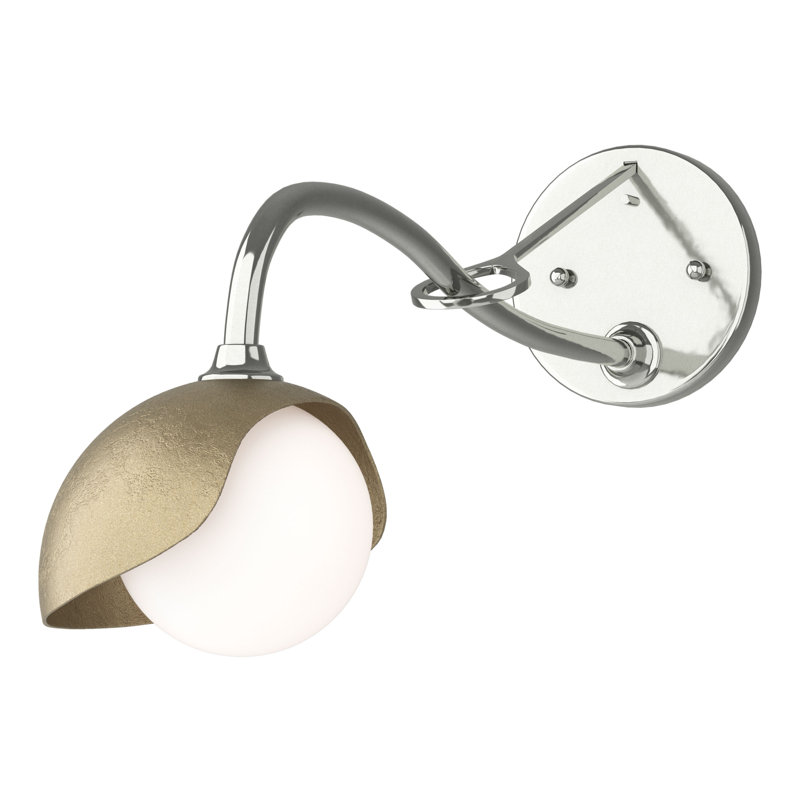 Brooklyn 1 - Light Hardwired Armed Sconce, Sterling, Soft Gold