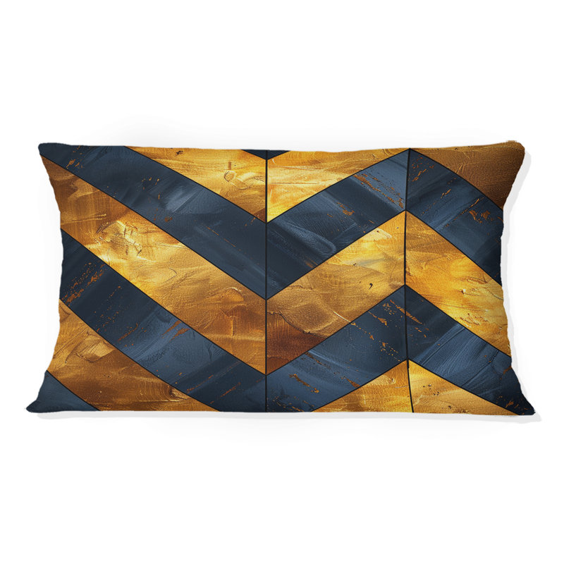 Motif lombaire transitionnel bleu et doré à motif de chevrons