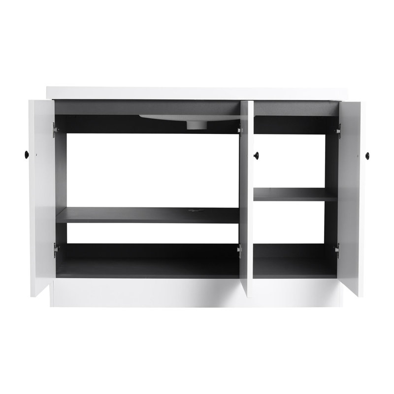 Meuble-lavabo 36 po avec lavabo en résine, Noir, Blanc