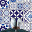 Waller Spanish and Moroccan Blue Tiles Melange Floor Sticker - 120cm x 60 cm