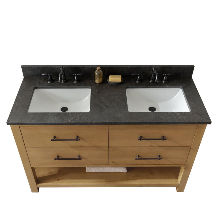 Lark Manor Wellsville 55'' Double Bathroom Vanity with Quartz Top