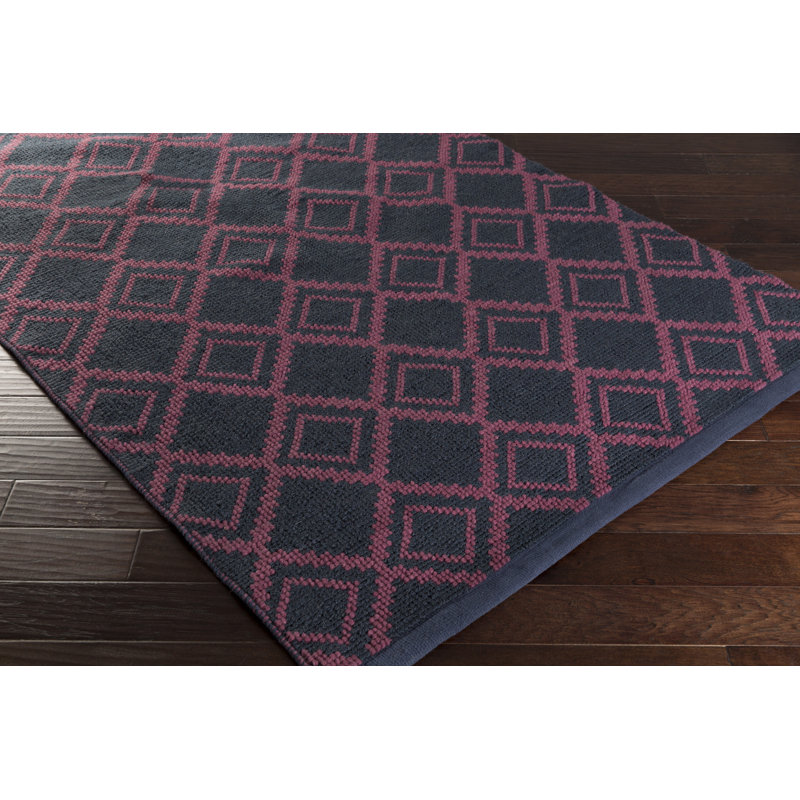 Tapis noir/mauve tissé à la main Todd, Rectangle 2 pi x 3 pi