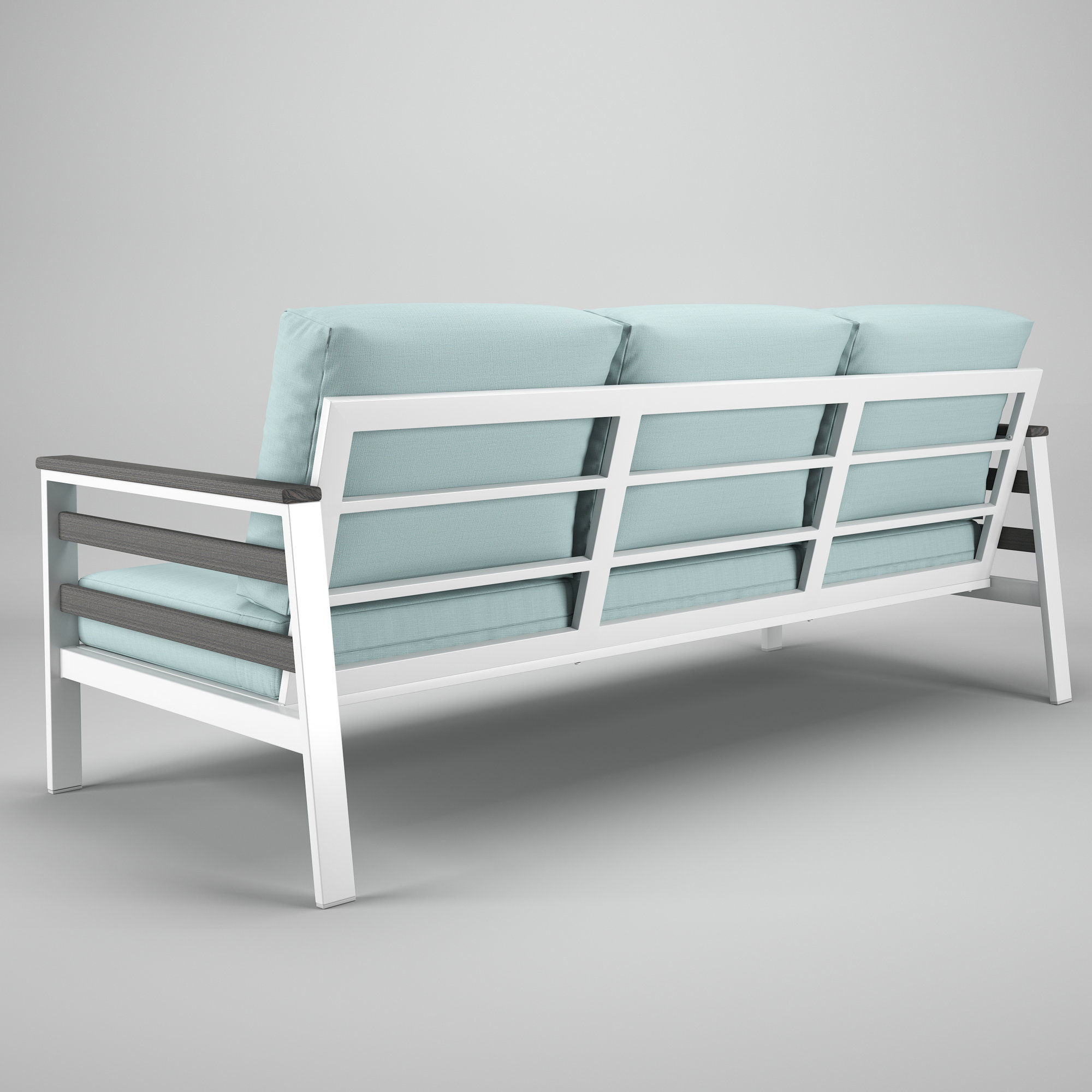 Townsend Metal Outdoor Sofa With Sunbrella Cushion, Bliss Dew