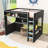 Modern Loft Bed with Built-in Desk, Pegboard Organizer, LED Lighting and Storage Shelves-715236149-715236155