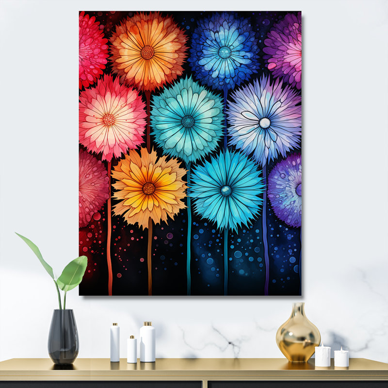 Feux d'artifice colorés et colorés - collages abstraits, art mural, Toile tendue, H 32 po x l 24 po x P 1 po