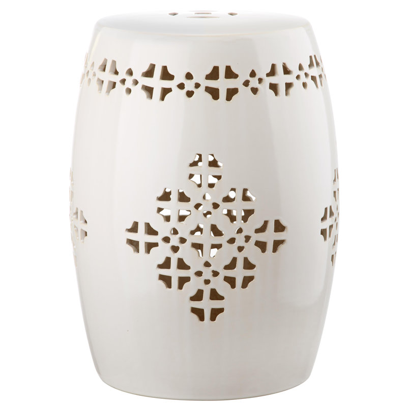 Tabouret de jardin en céramique Iowa Park, Crème