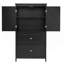 Armoire de rangement pour salle de bain, armoire avec deux portes et tiroirs, tablette réglable, panneau de fibres à densité moyenne-1606632286