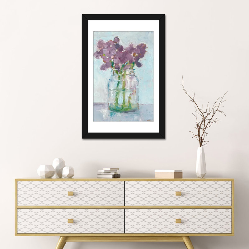 « impressionniste floral study ii », impression sur toile, H 32 po x l 24 po x P 1 po, Papier d'art encadré noir, Blanc