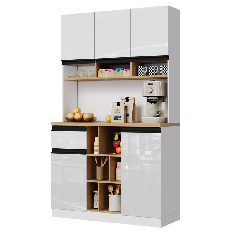 Kitchen Cabinet With 5 Doors And 1 Drawer, White