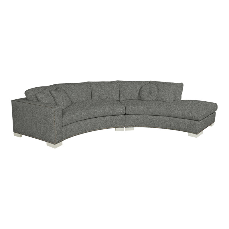 Michael Weiss 2-Piece Curved Sectional, Ian Pewter Linen Blend, Wrenn, Yes