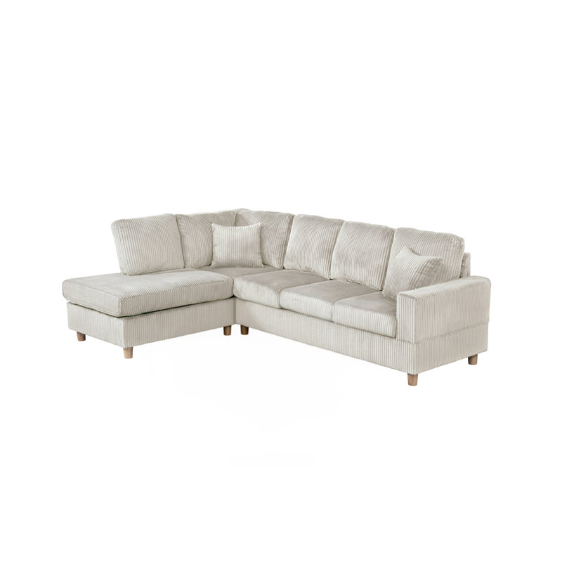 Canapé modulaire réversible en velours côtelé 2 pièces 2 pièces avec porte-gobelets, Velours beige