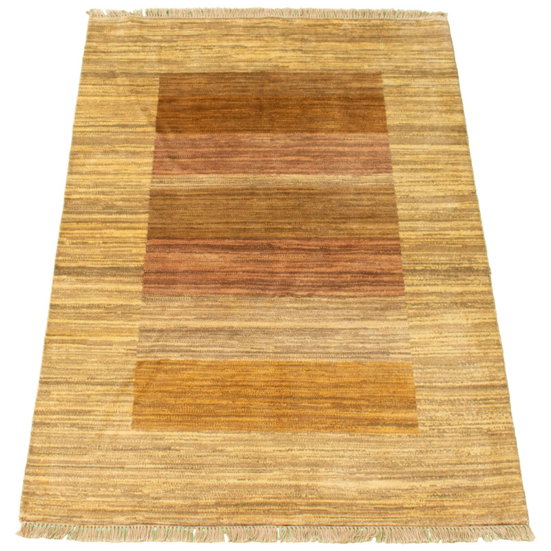 Tapis unique en laine noué à la main style kaki clair nouvel âge 4 pi 2 po x 6 pi 3 po Yaak