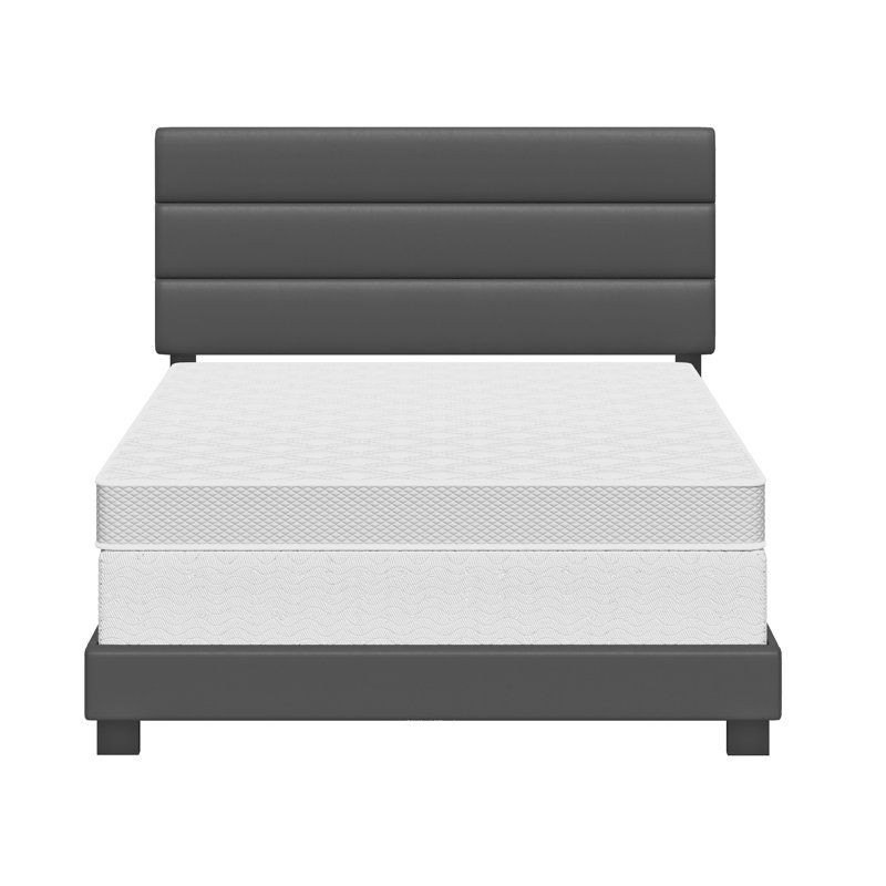 Boyd Sleep Napoli Faux Leather Fabric Upholstered Platform Bed Frame w/Adjustable Headboard, no Noise Strong Wood Slat Support, Box Spring/Foundation Required, Easy Effortless Assembly,