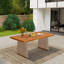 Table de salle à manger d'extérieur en bois d'acacia, finition teck + osier brun-391796935