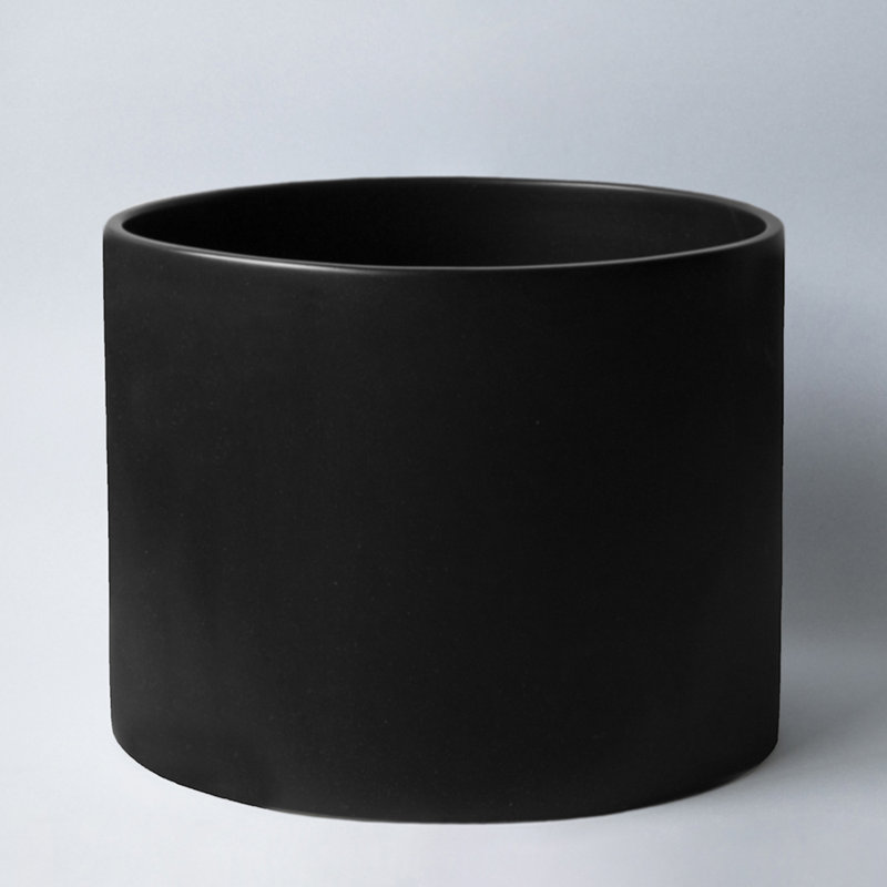 Handmade Ceramic Planter, 10" H x 11.8" W x 11.8" D, Black