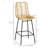Rattan Bar Stools Set Of 2, 26 Inch Counter Height With Breathable Wicker Seat And Back For Boho Kitchen Decor, Bar Stool