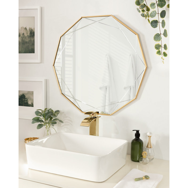 Gold Geometric Sunburst Round Vanity Wall Mirror