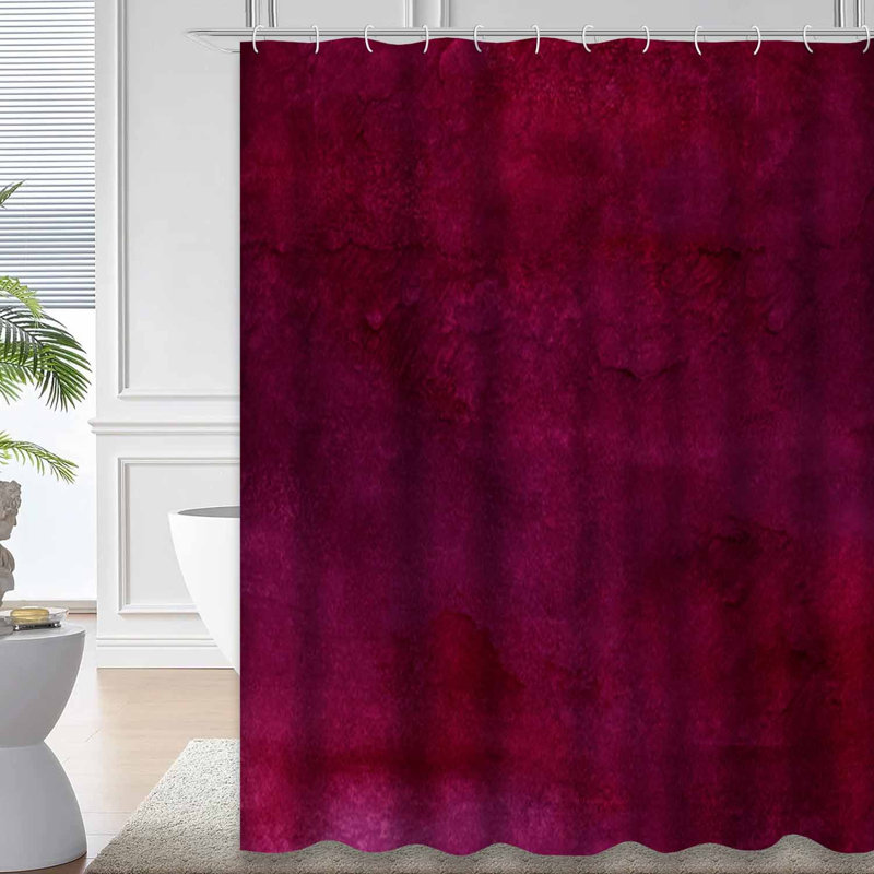 Rideau de douche rouge imperméable, rideaux de douche pour la salle de bain avec 12 crochets, 72" L x 78" W