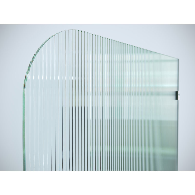 Aurora 34 in. x 78 in. Fully Frameless Fluted Radius Single Fixed Shower Panel, Matte Black, Right Hand