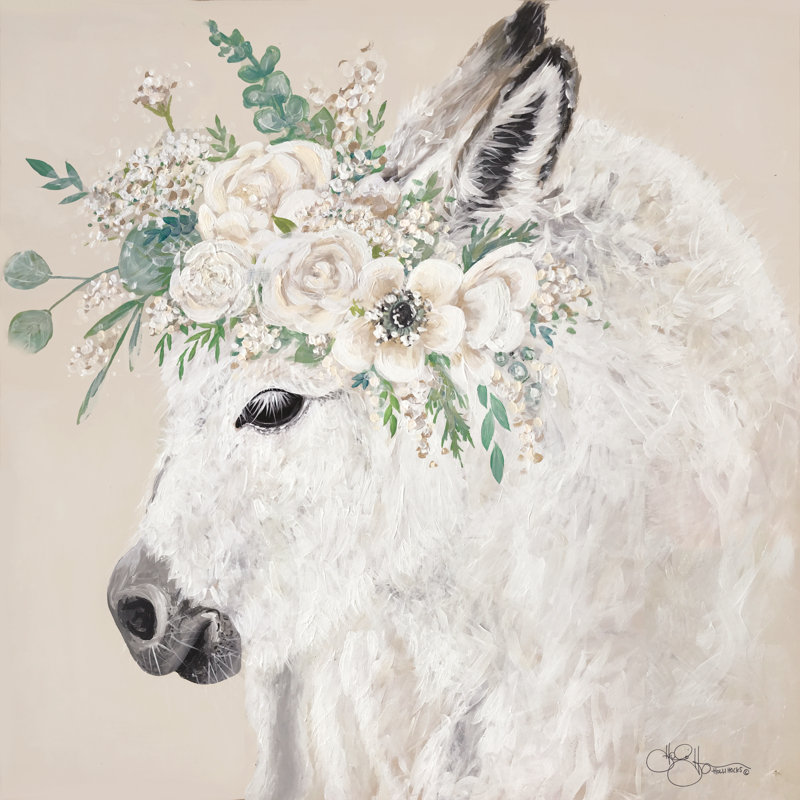 «Hope the Donkey» par Hollihocks, reproduction d'art, H 30 po x l 30 po, No, Papier avec cadre simple argenté
