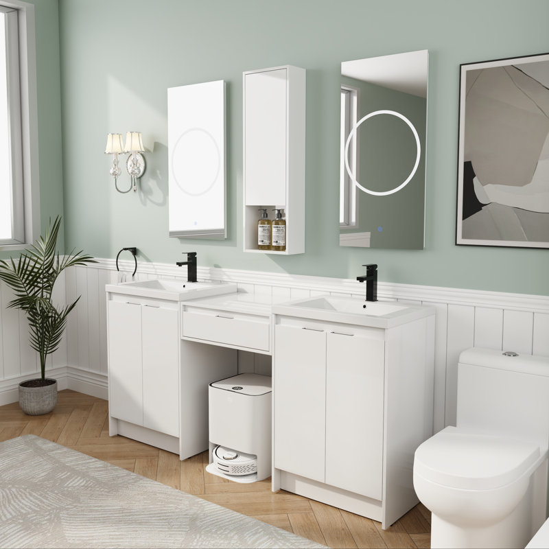 Meuble-lavabo double 72 po avec 2 lavabos et portes à fermeture douce