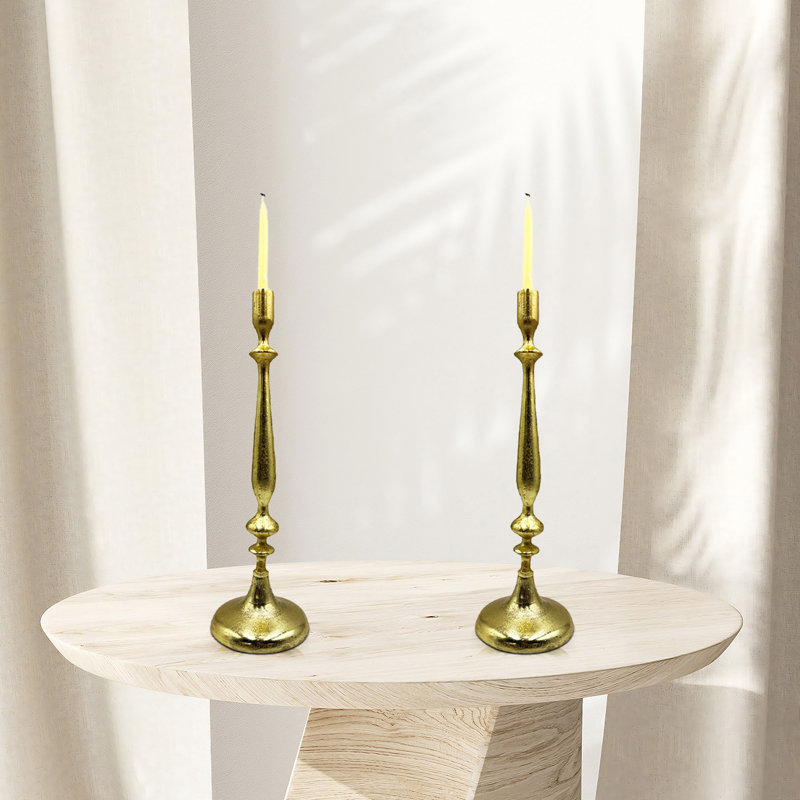 19.5" H Aluminum Taper Candlestick, Gold