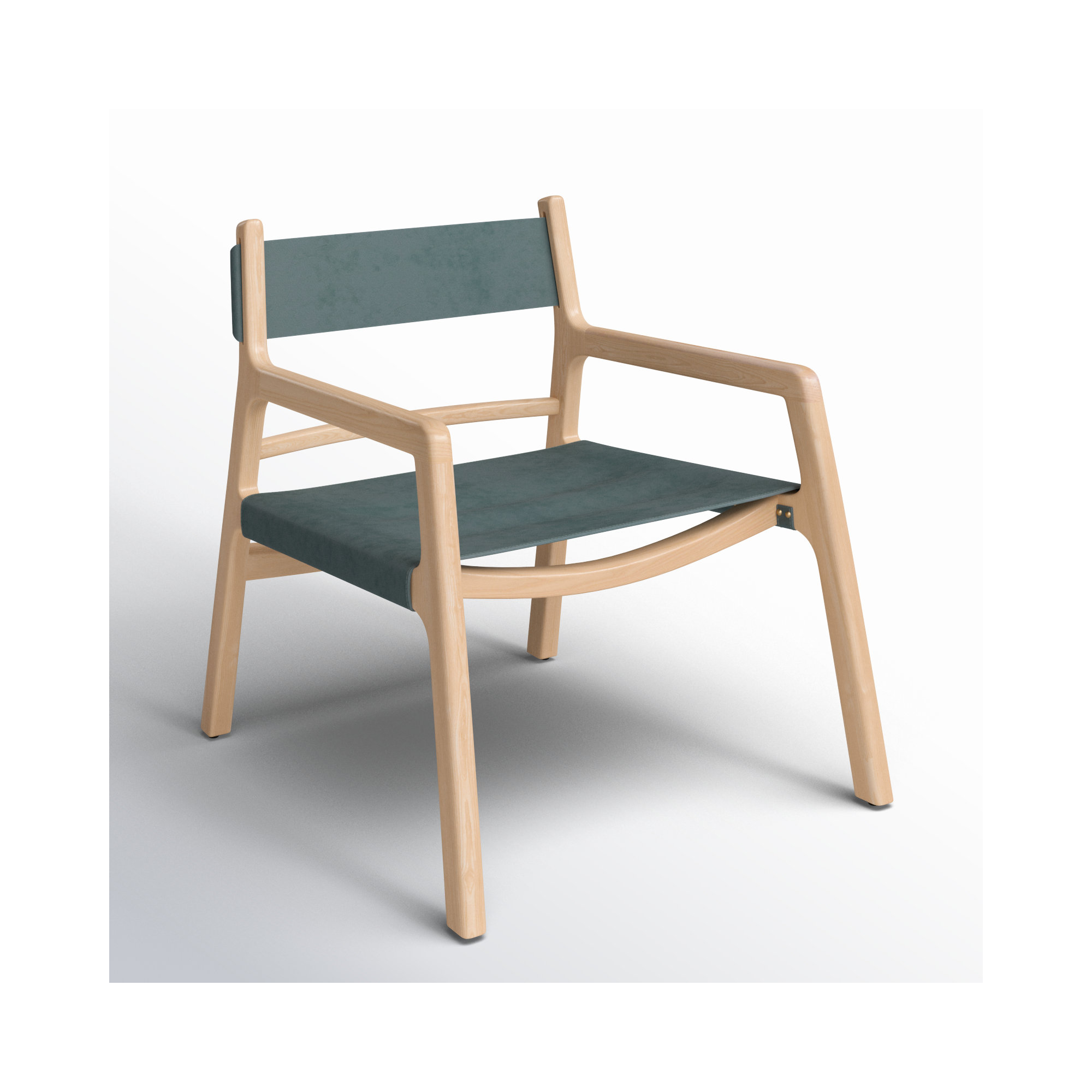 Sonora Upholstered Armchair, Green Genuine Leather