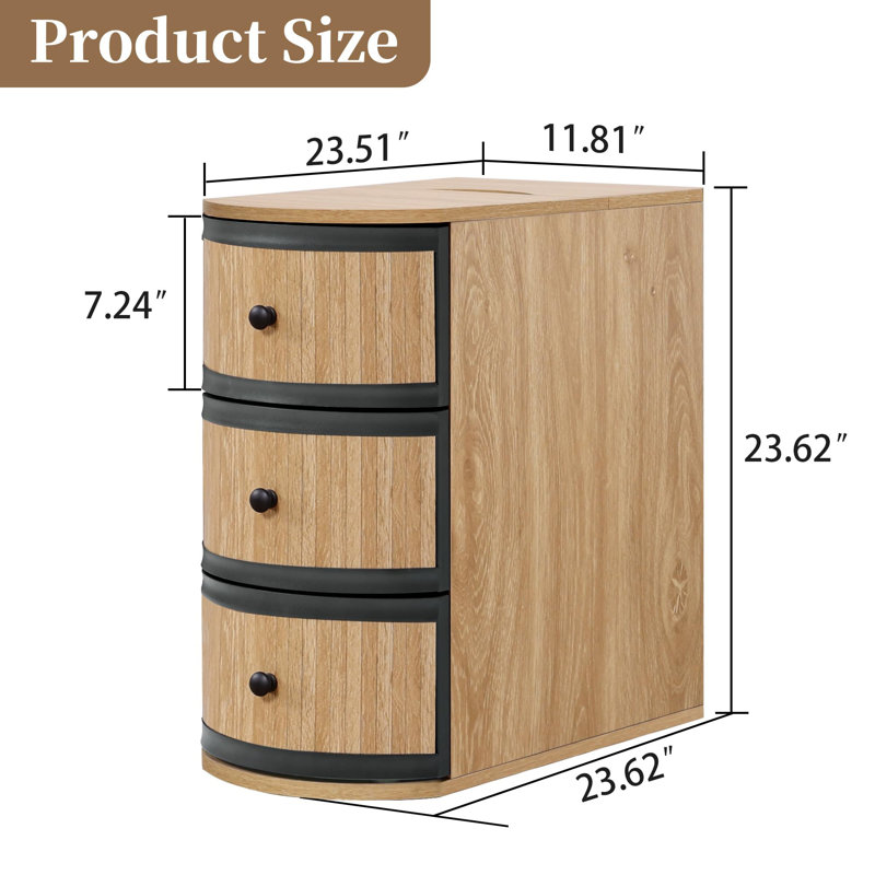 End Table with Drawer and Charging Station, Yellow