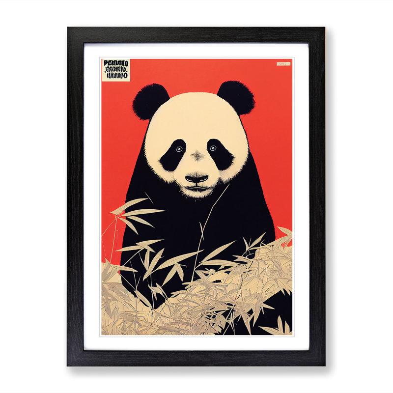 Panda Profile - Single Picture Frame Print, Black, 64cm H x 46cm W x 2cm D