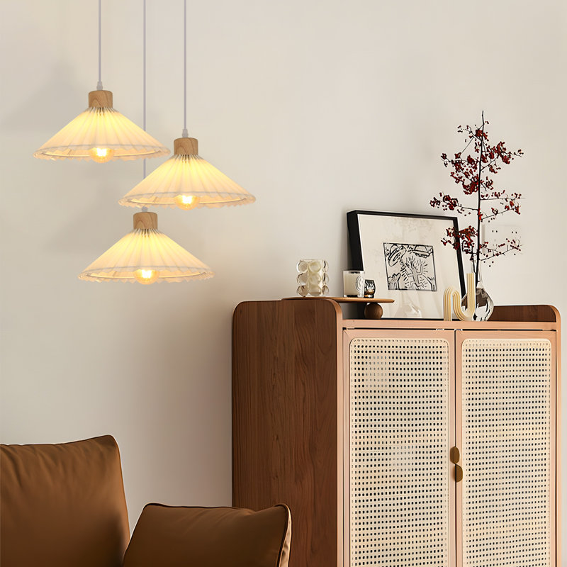 Pleated Fabric 3-Light Pendant Light – Elegant Design