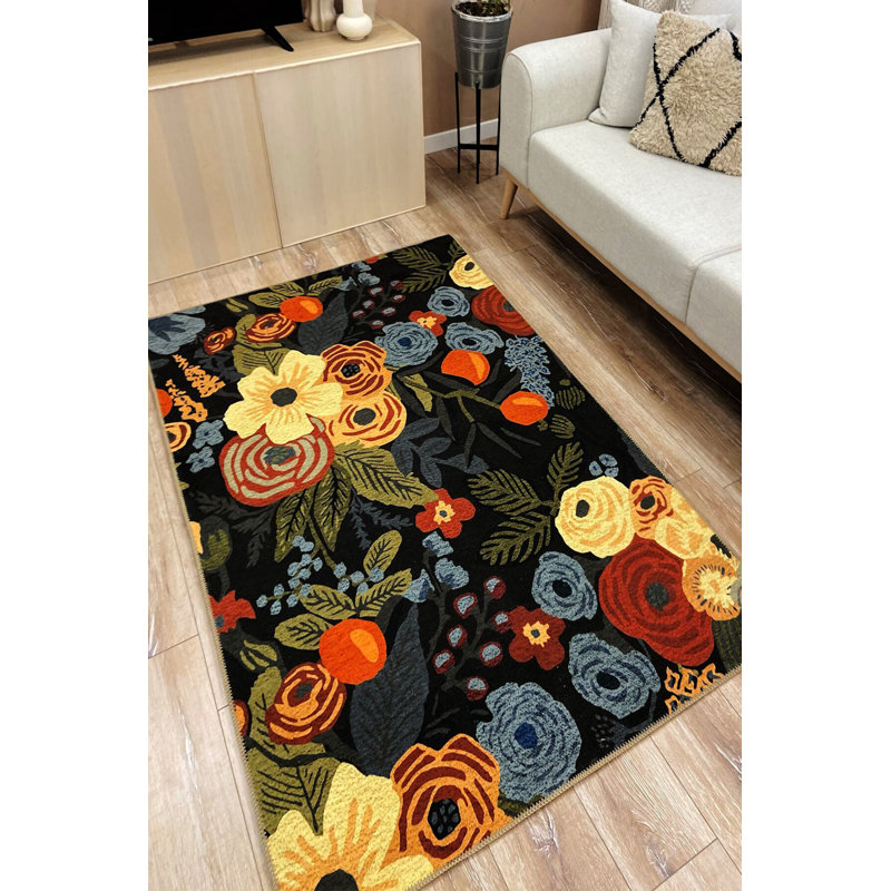 Tapis à motif floral Floret, Rectangle 4 pi 11 po x 9 pi 10 po