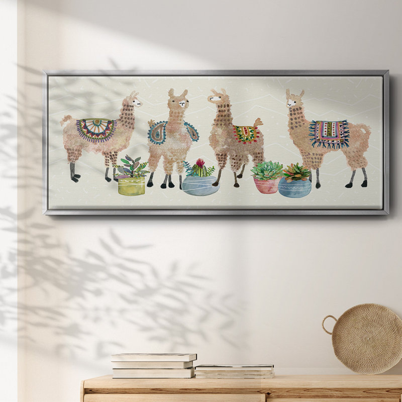 «Llama Party», toile encadrée, H 8 po x l 20 po
